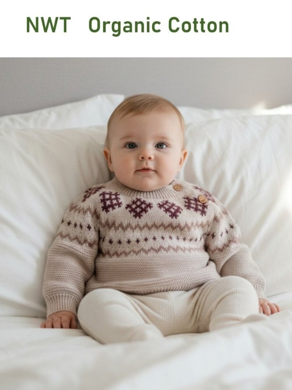 Organic Sweater Baby size 3-6M Organic Cotton - eco-friendly, sustainable, safe